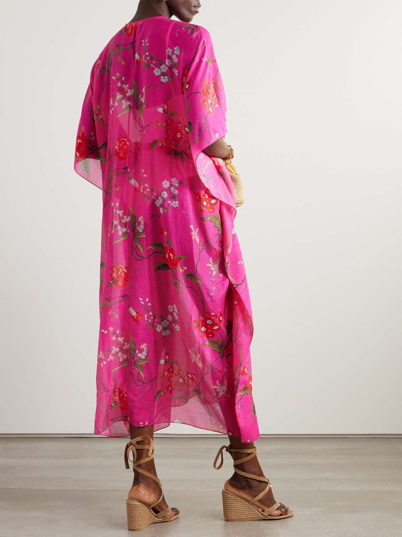 Floral-print belted cotton-voile maxi dress - 3