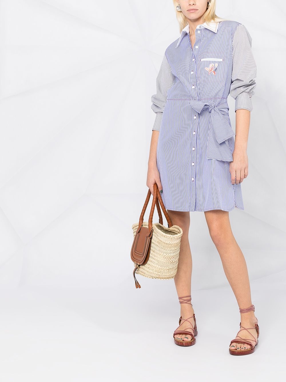 pinstripe-pattern shirtdress - 2