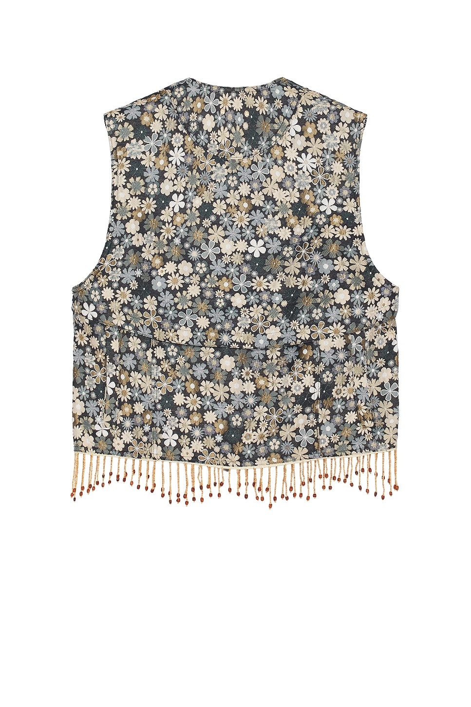 Flower V Neck Zip Up Vest - 2