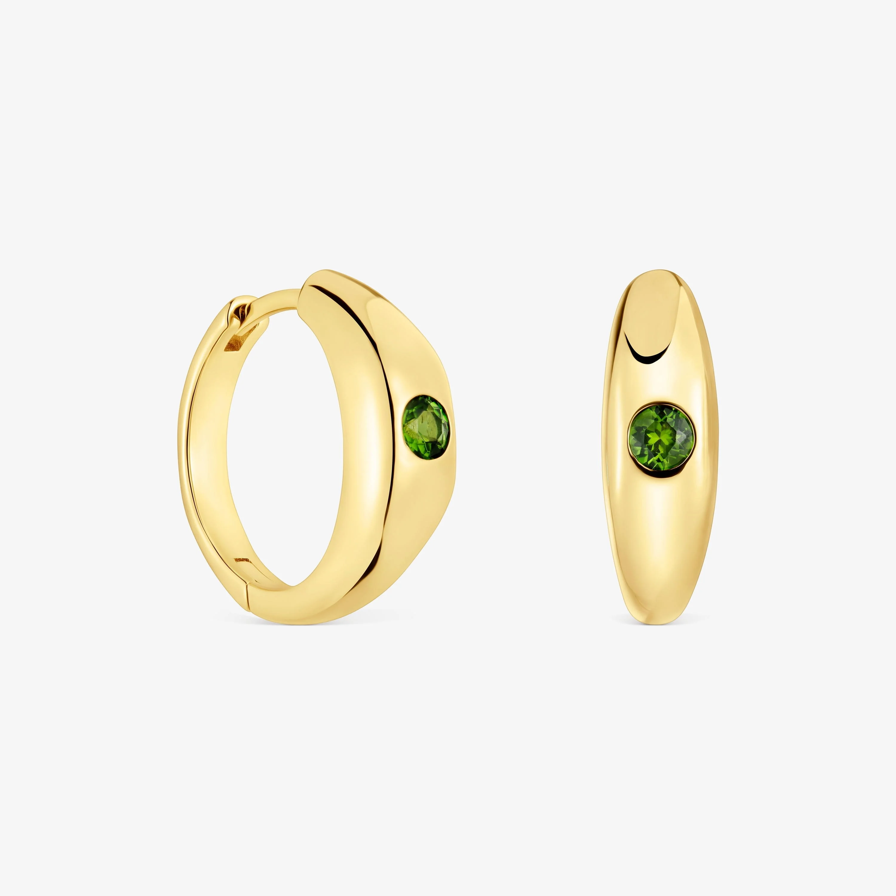 Short Hoop earrings with 18K gold vermeil and chrome diopside TOUS Basic Colors - 1