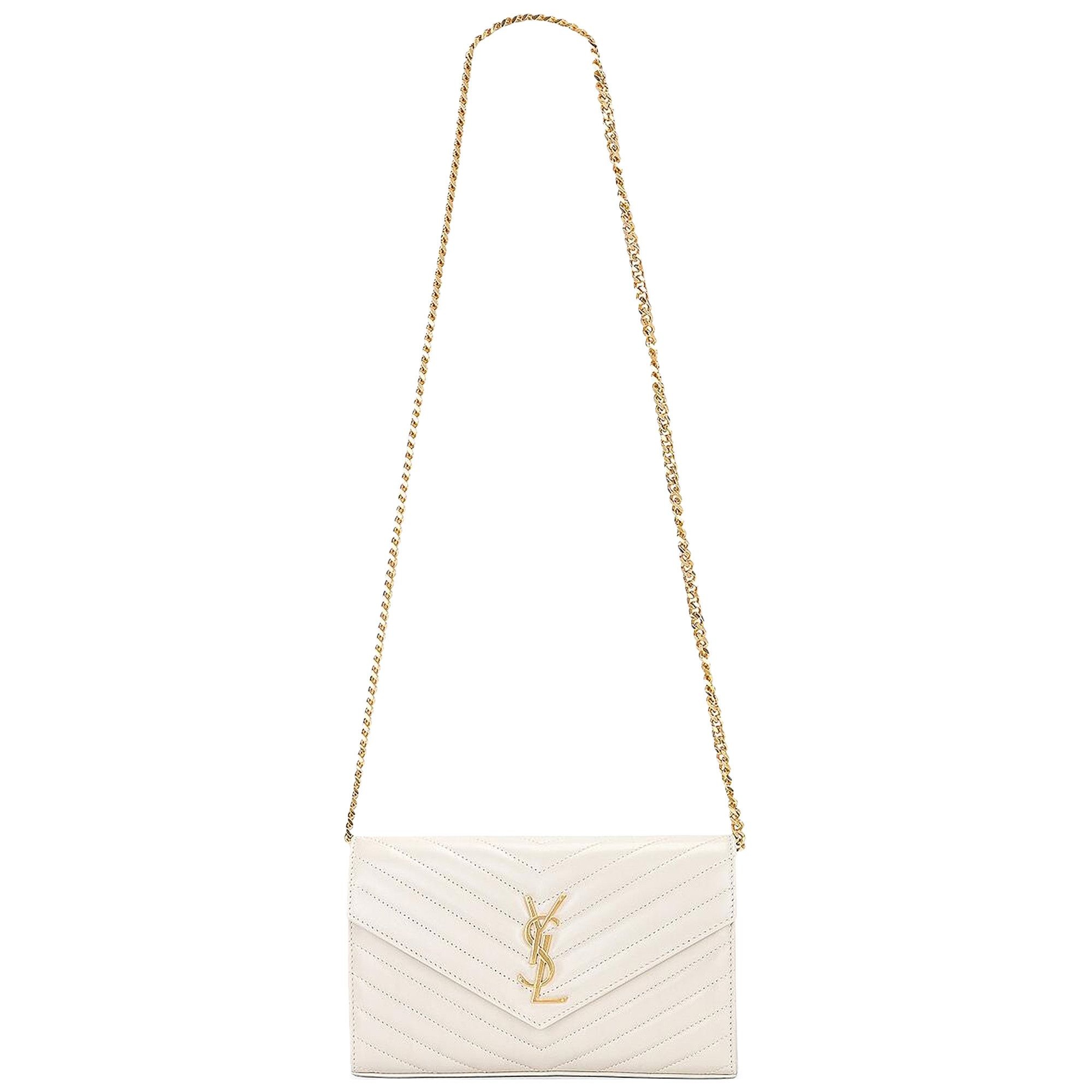 Saint Laurent Cassandre Chain Wallet 'Blanc Vintage' - 3