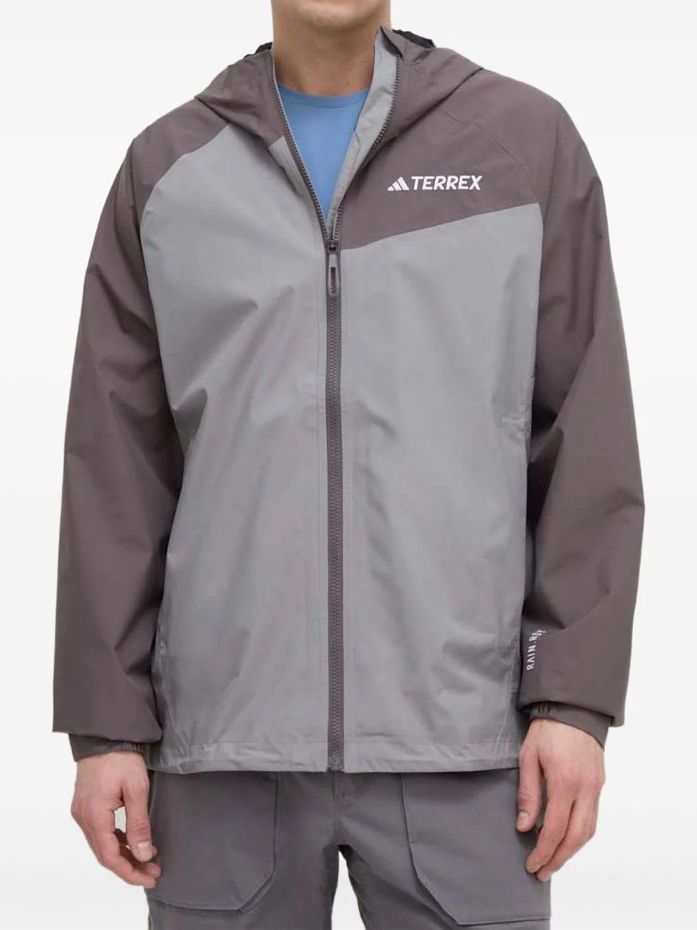 hooded colour-blocked jacket - 1