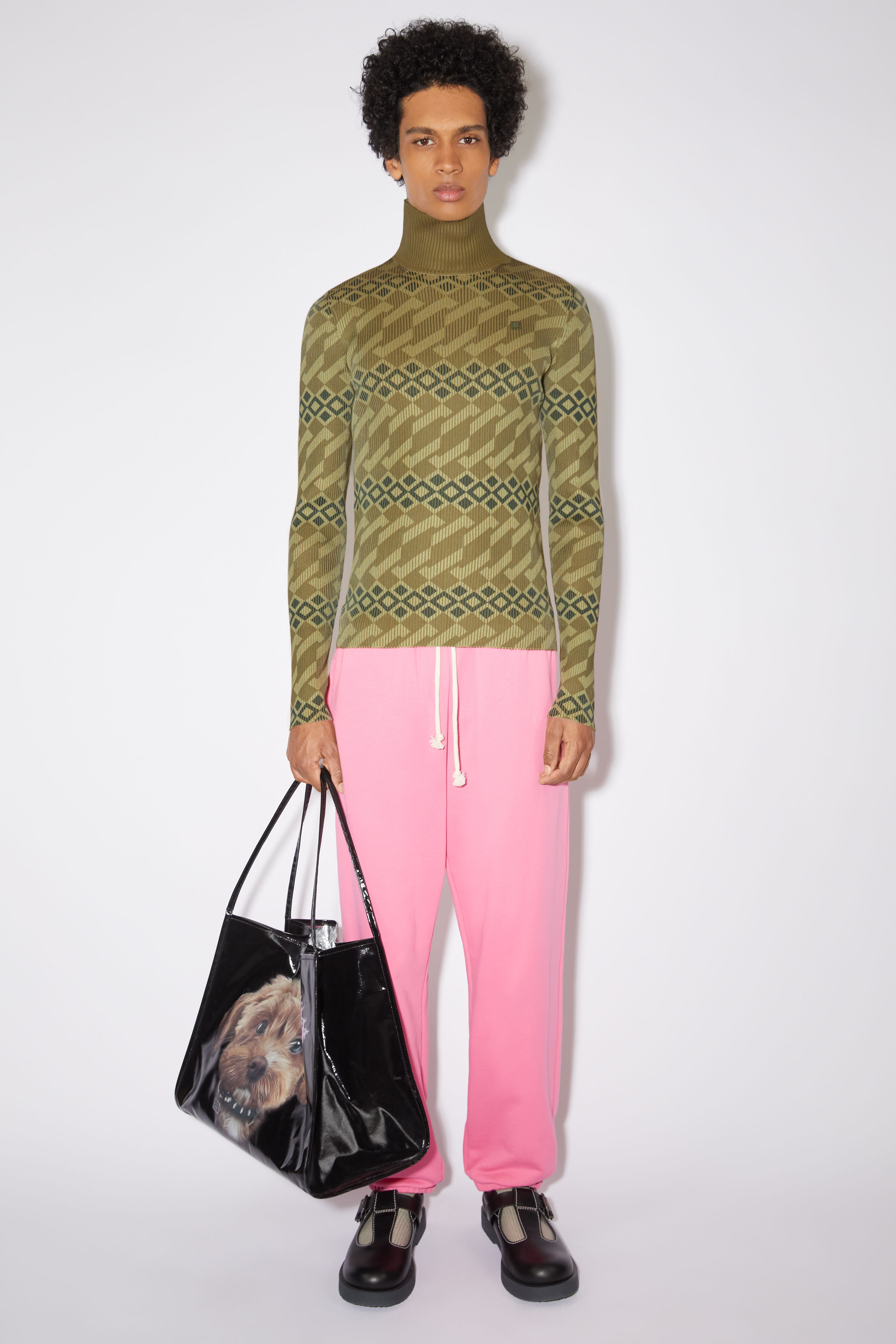 Printed turtle neck jumper - Khaki beige/wheat beige - 2