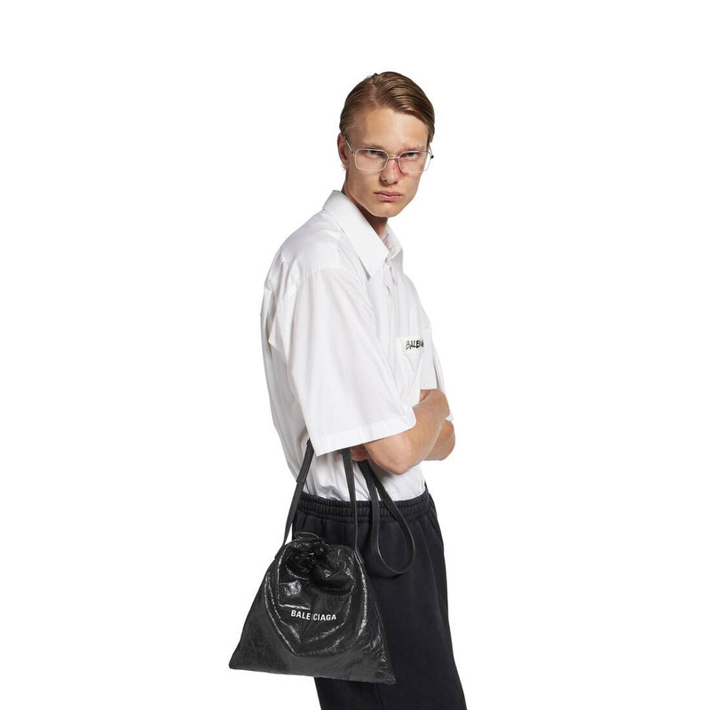 BALENCIAGA Men's Shopper Dust Bag Crossbody Pouch Medium in Black outlook