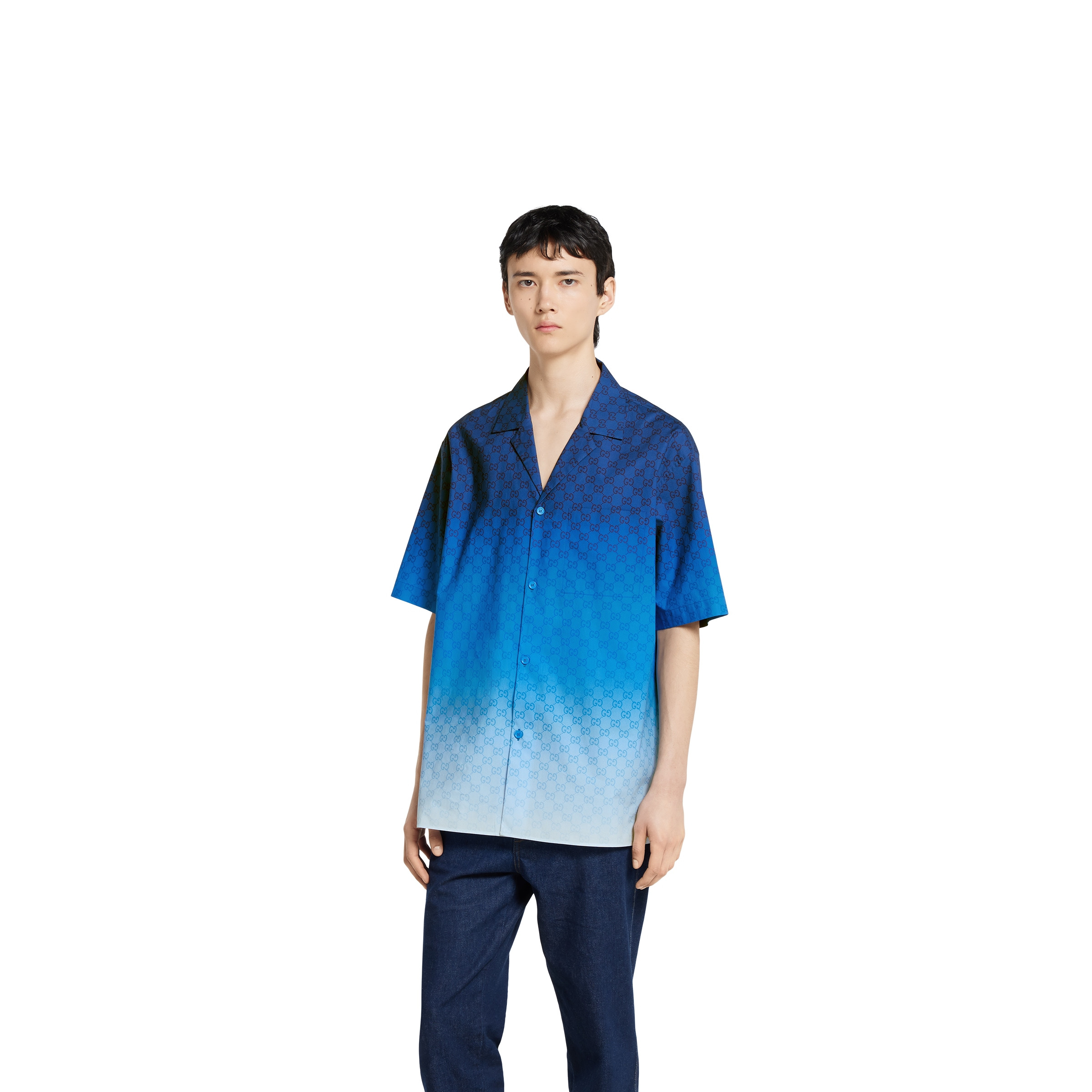 Printed cotton poplin bowling shirt - 3