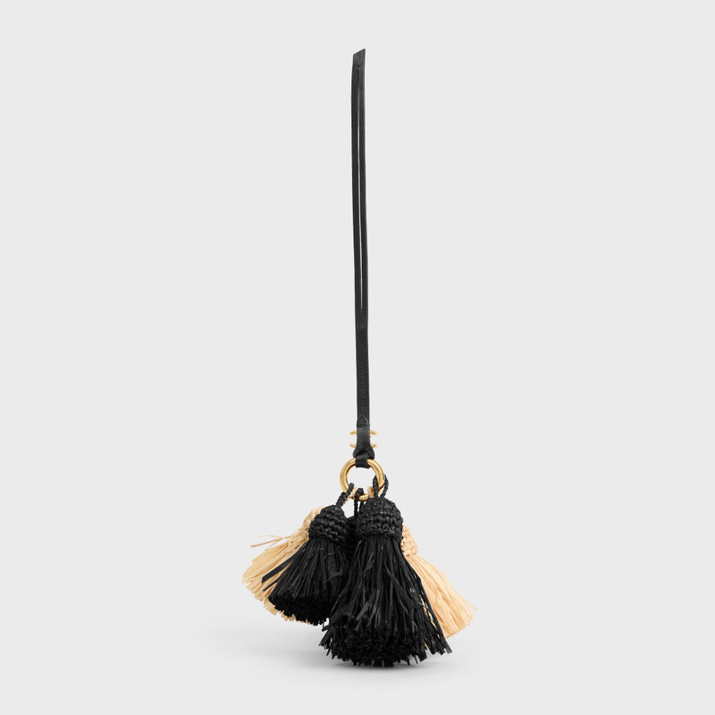 MULTI POMPON CHARM IN RAFFIA AND SMOOTH LAMBSKIN 4