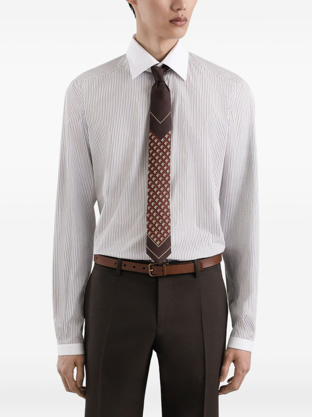 monogram-pattern silk tie - 3