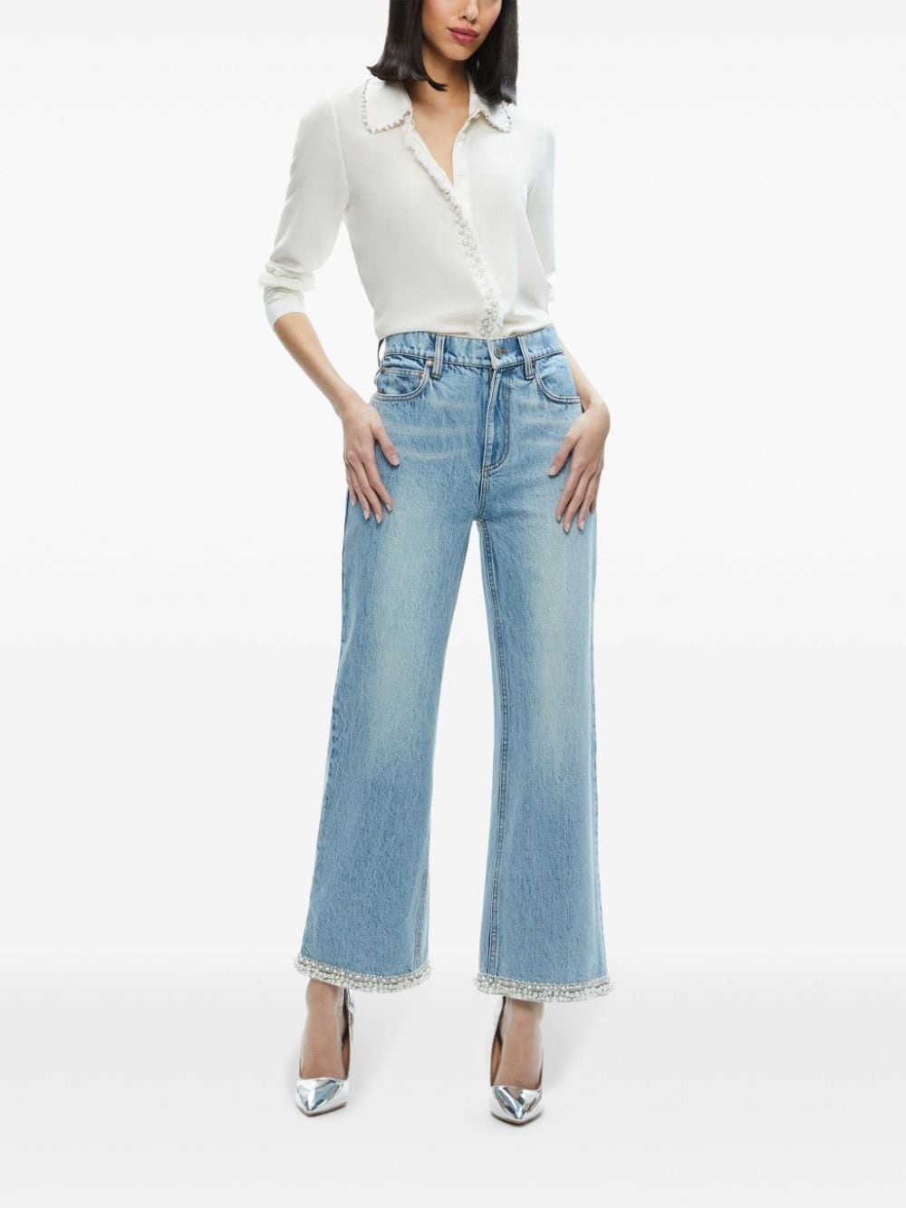 Ora embellished wide-leg jeans - 2