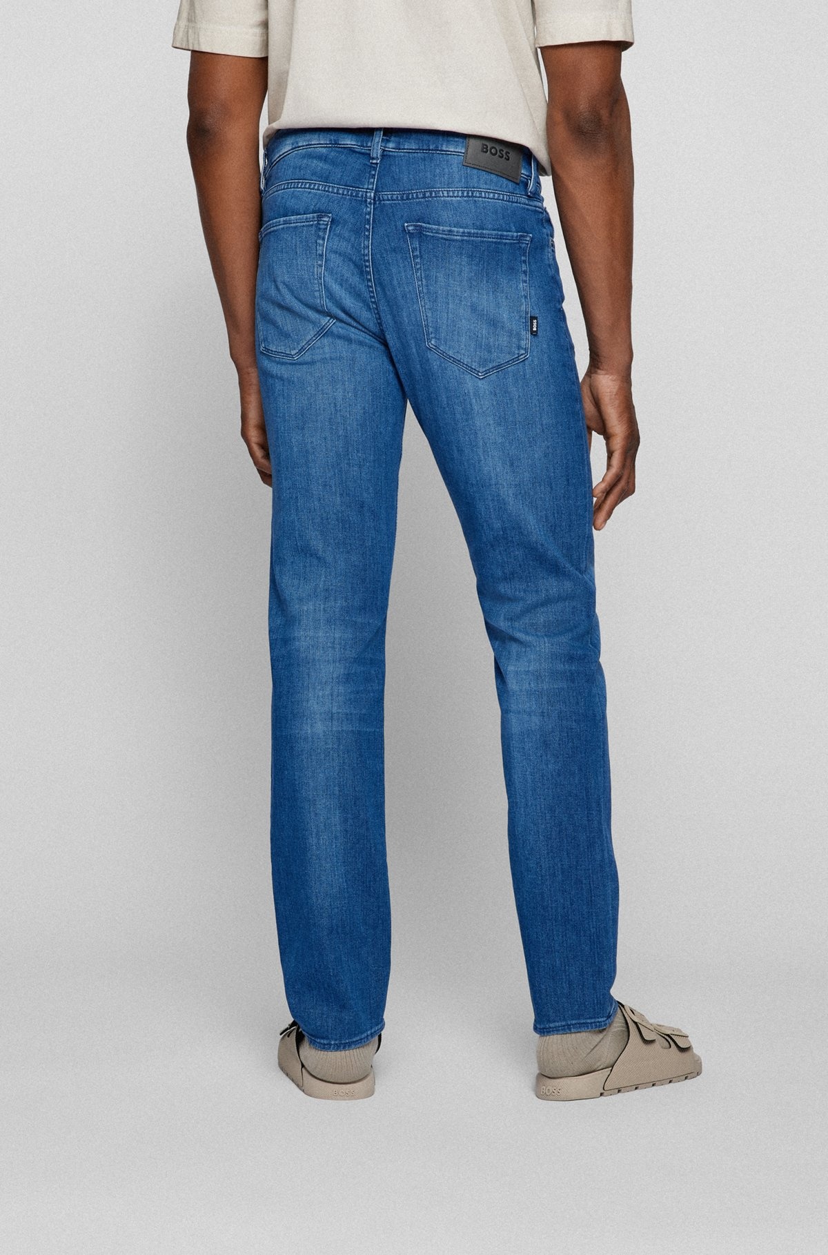 REGULAR-FIT JEANS IN BLUE ITALIAN CASHMERE-TOUCH DENIM - 4