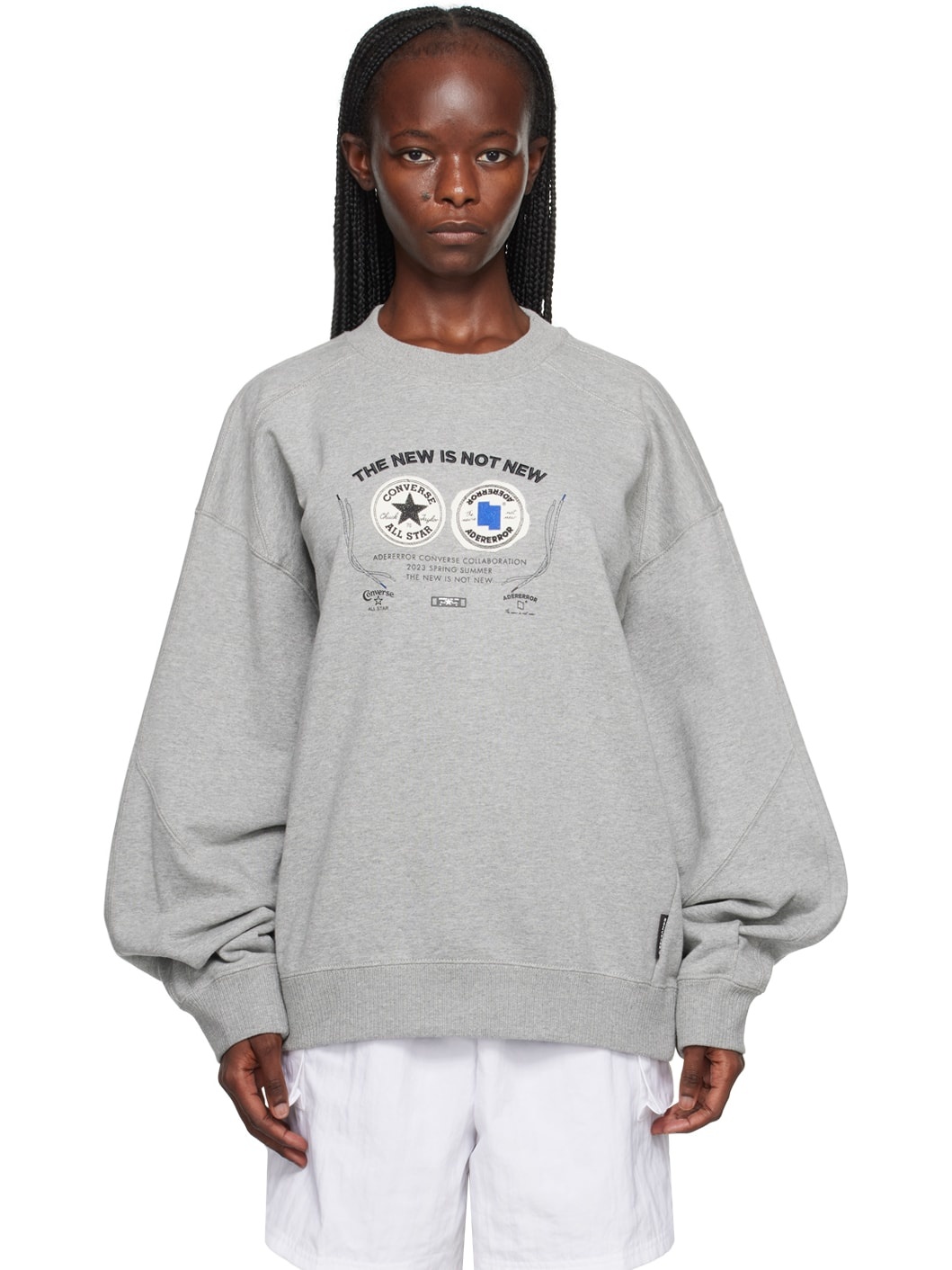 ADER error Gray Converse Edition Shapes Sweatshirt | REVERSIBLE