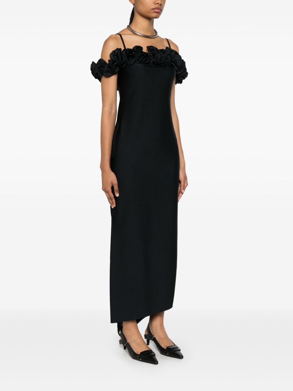 ruffled-trim midi dress - 3