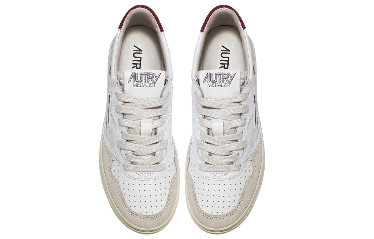 (WMNS) AUTRY Medalist Low Leather and Suede 'White Beige Red' AULW-LS48 - 3