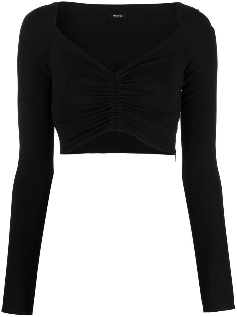 V-neck cropped blouse 1