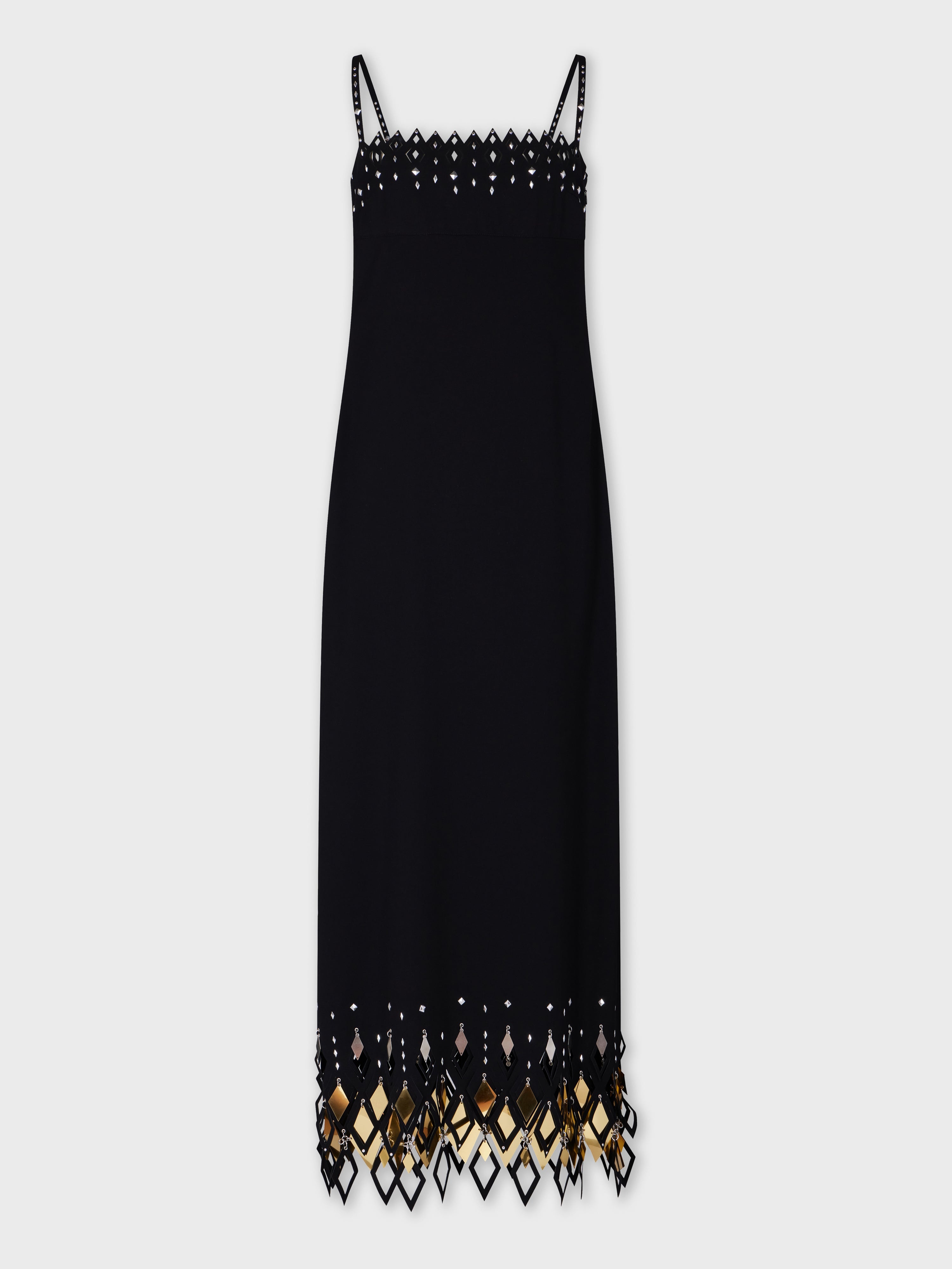 Black/White Embellished with Metal Chain Details - Maxi Dress