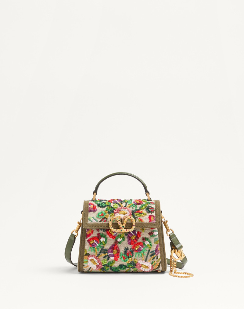 VALENTINO GARAVANI VSLING MINI EMBROIDERED HANDBAG WITH JEWEL LOGO 1