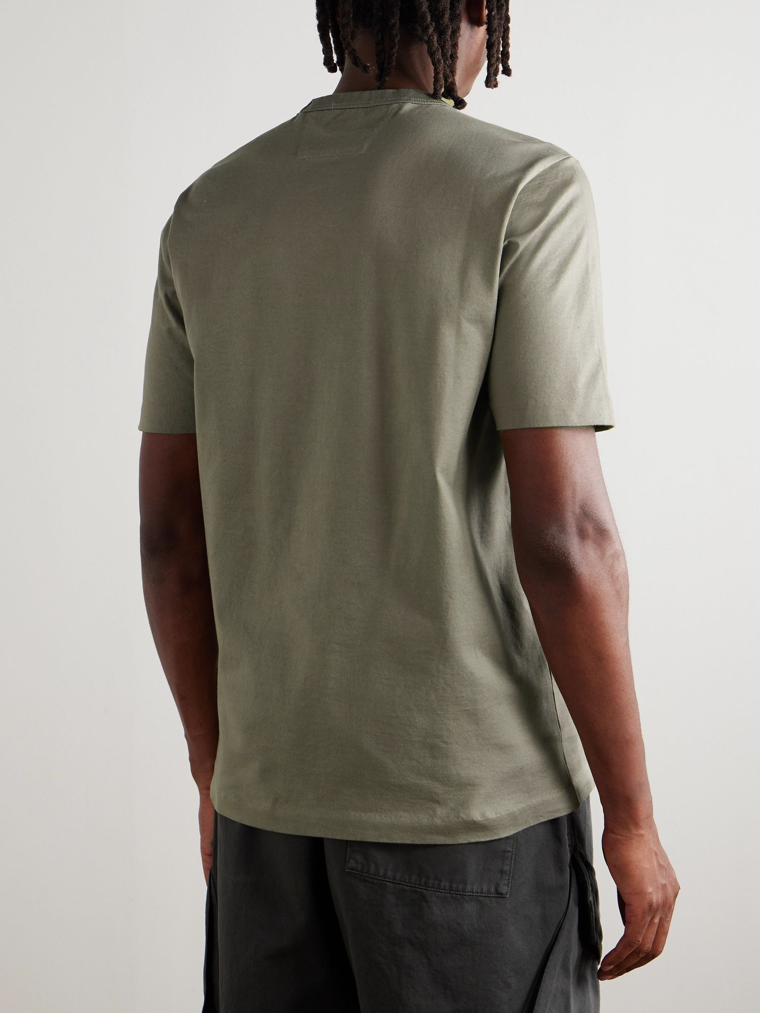 Logo-Embroidered Printed Cotton-Jersey T-Shirt Green - 3