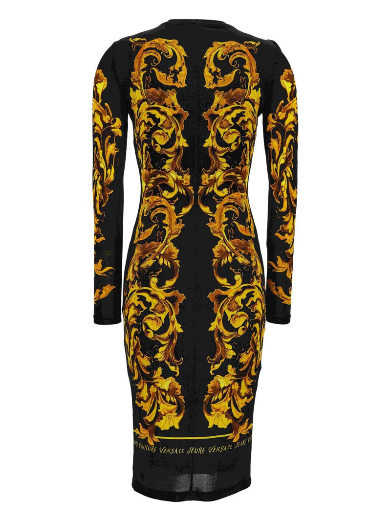 VERSACE JEANS COUTURE baroque-print long-sleeve dress outlook