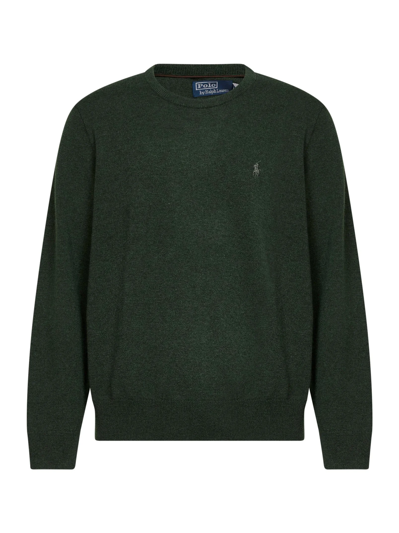 Green crew-neck long-sleeved sweater - 1