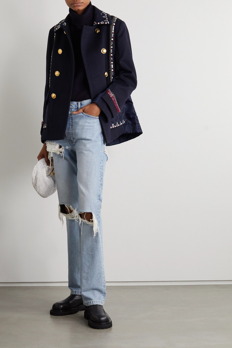 Valentino Embellished double-breasted wool and cashmere-blend and shell jacket outlook