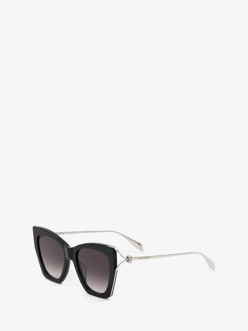 Women's Skull Hinge Soft Square Sunglasses in Black - 3