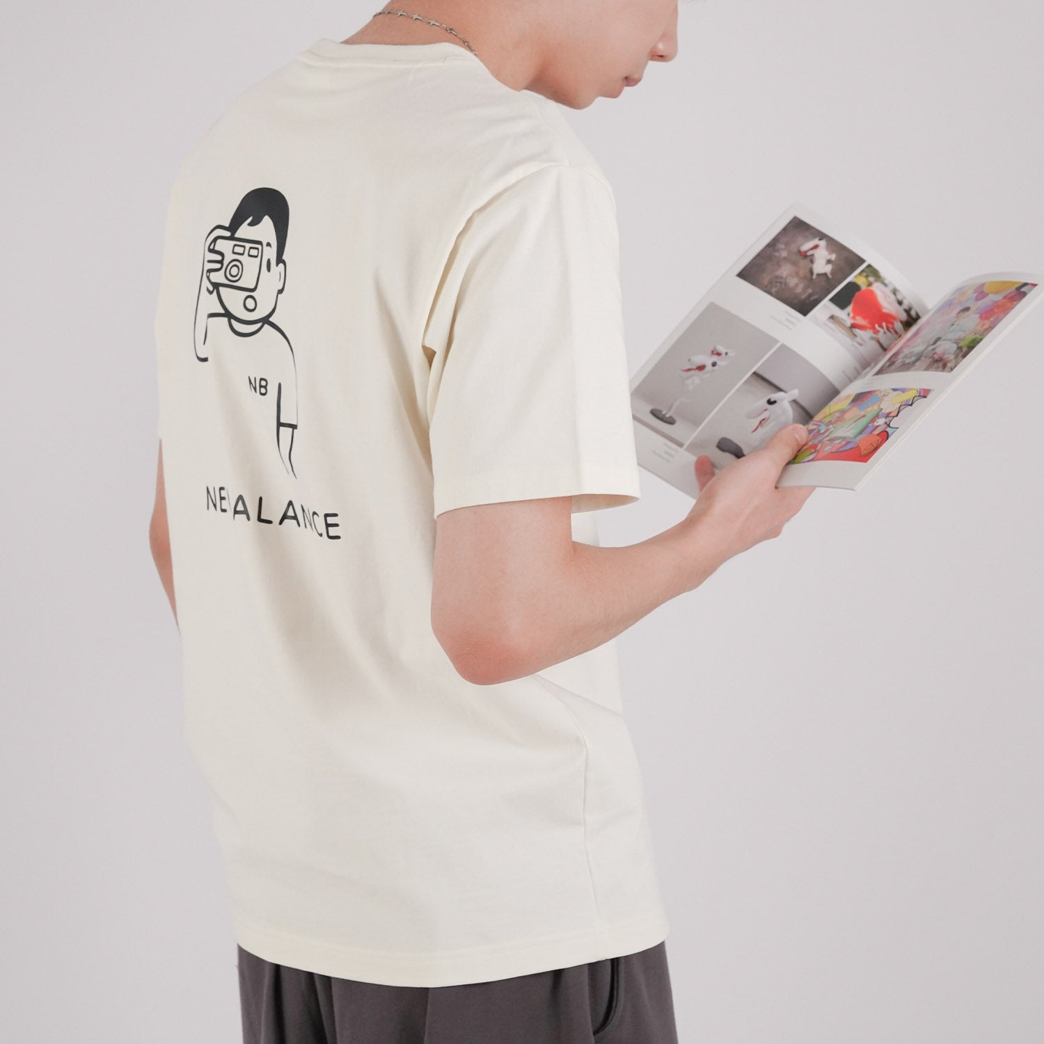 New Balance x Noritake Crossover Funny Pattern Printing Round Neck Short Sleeve Couple Style White A - 3