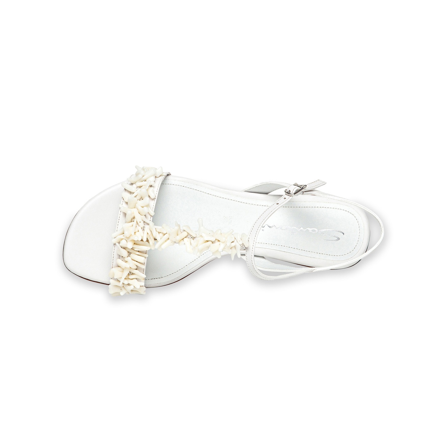 Women's white leather and corals sandal - 4