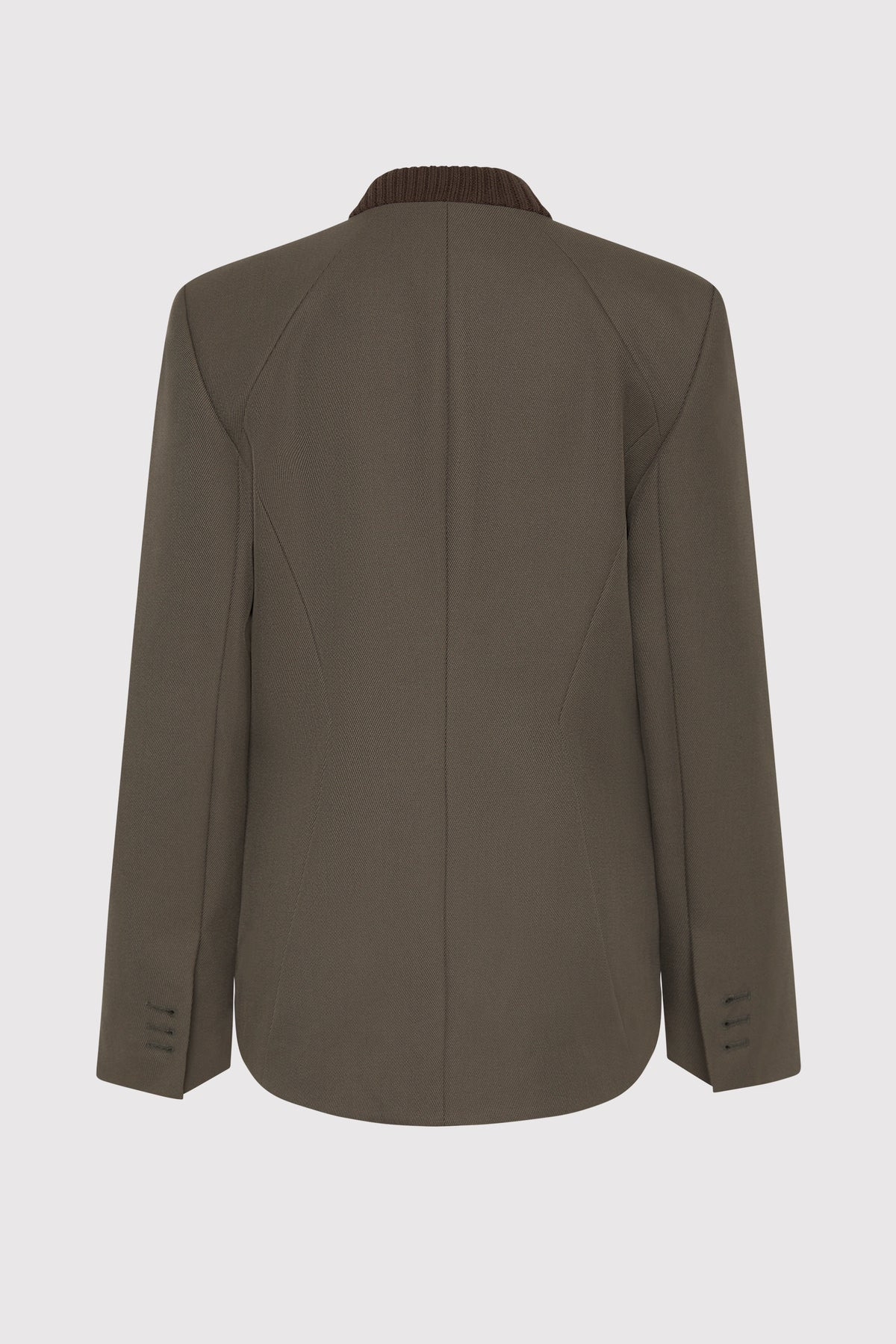 Rib Collar Blazer - Khaki - 12