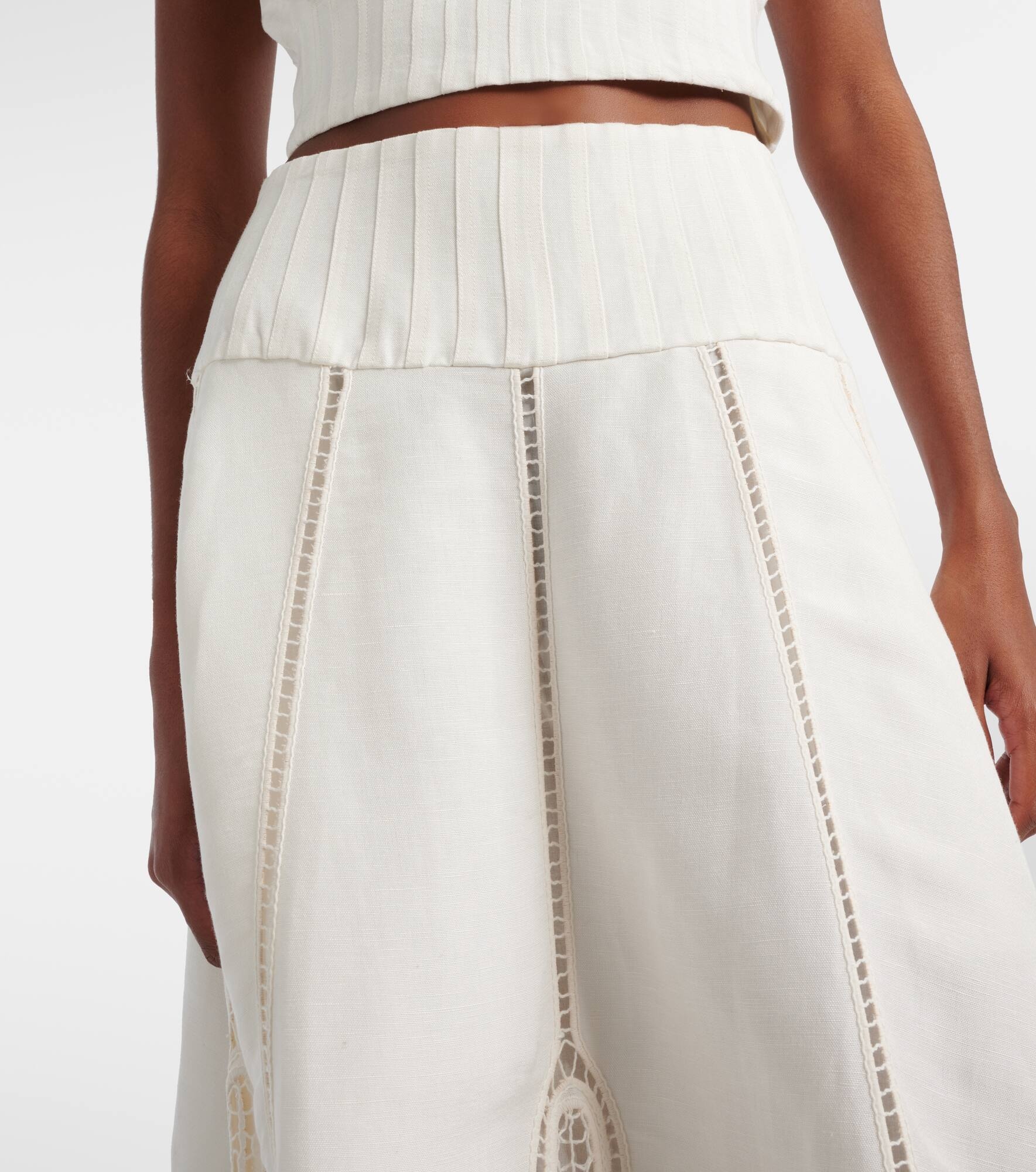 Kaius lace-trimmed line-blend midi skirt - 4
