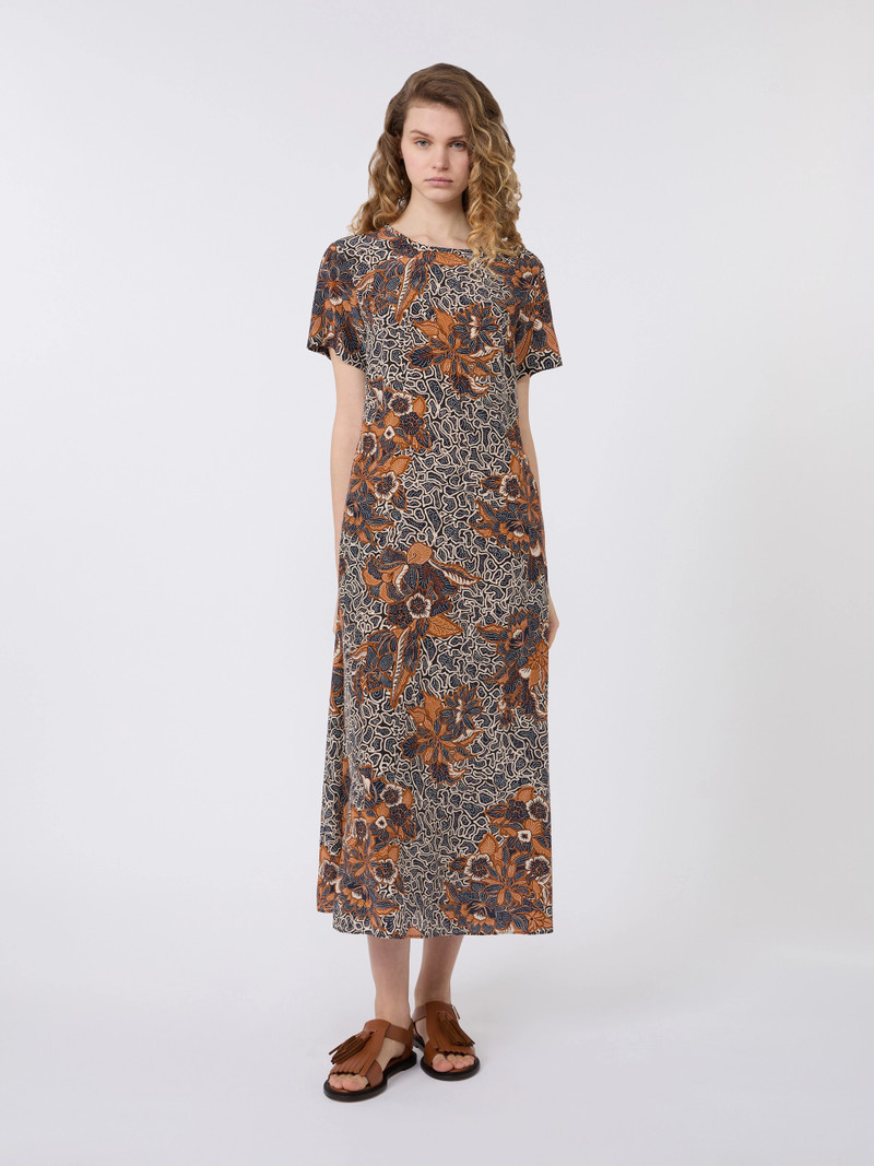 CRESPO Printed silk crêpe de Chine dress - NAVY 3