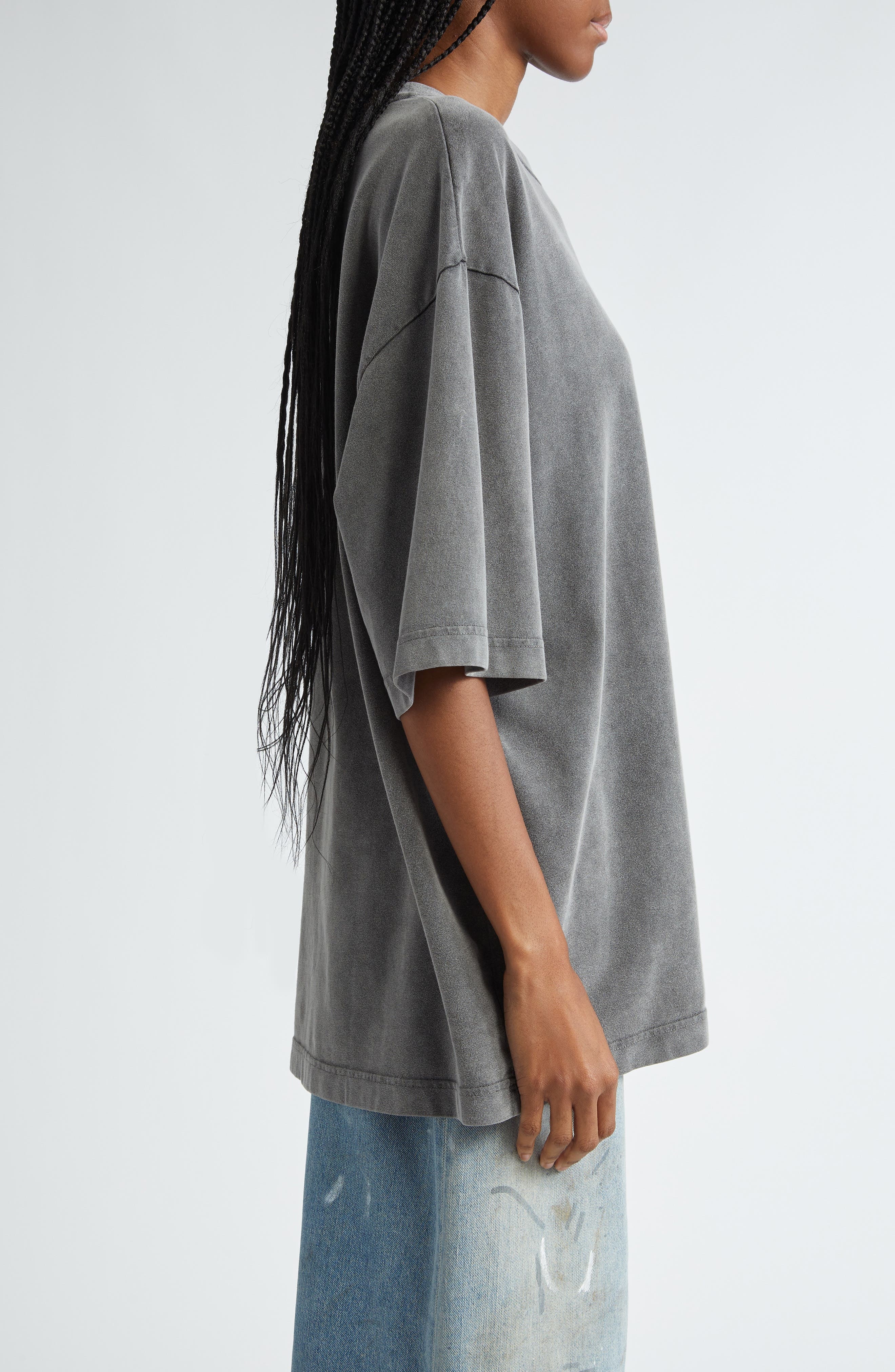 Acne Studios Exford Oversize T-Shirt in Faded Black at Nordstrom - 4