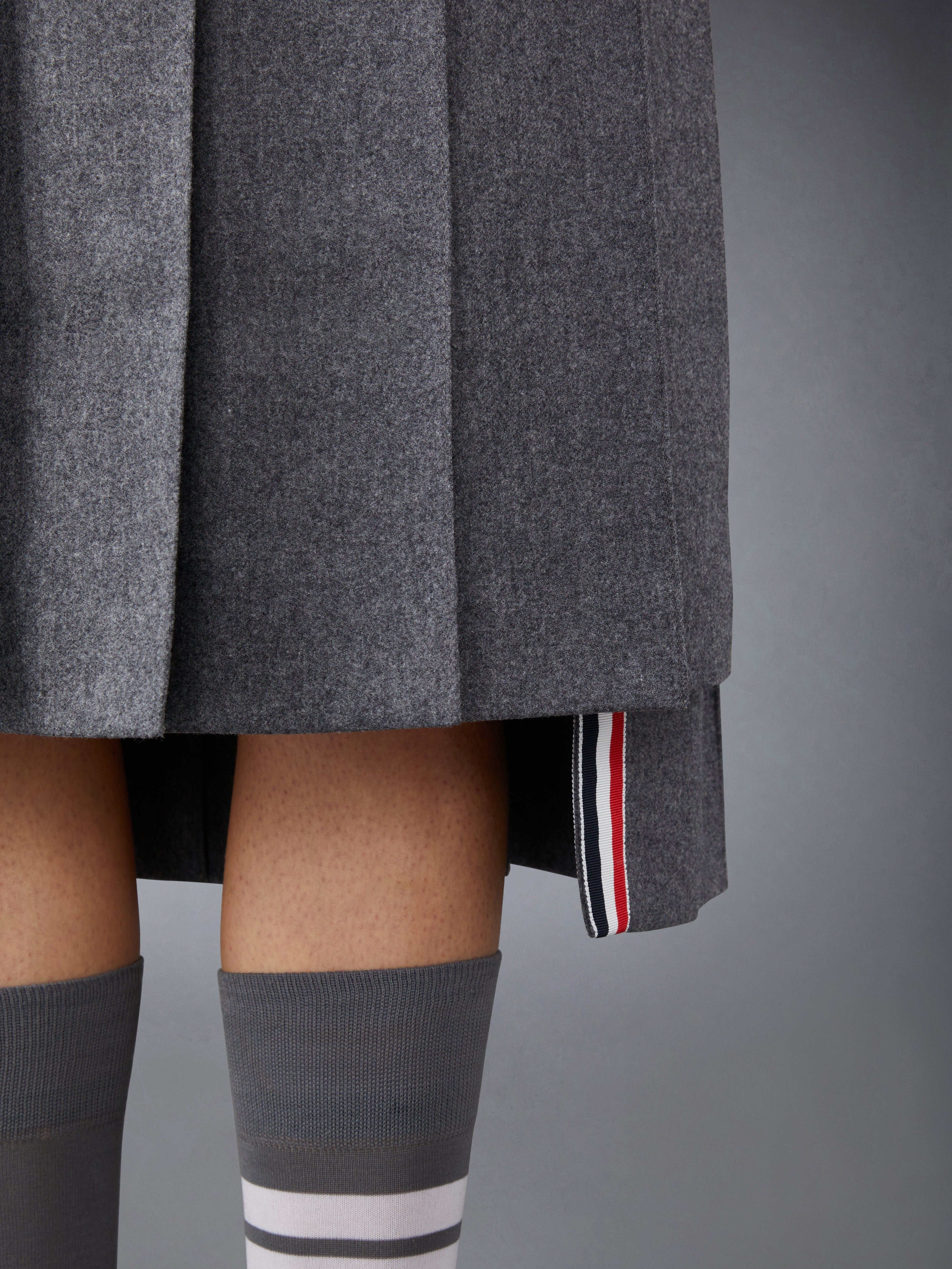 FLANNEL 4-BAR MIDI PLEATED SKIRT - 5
