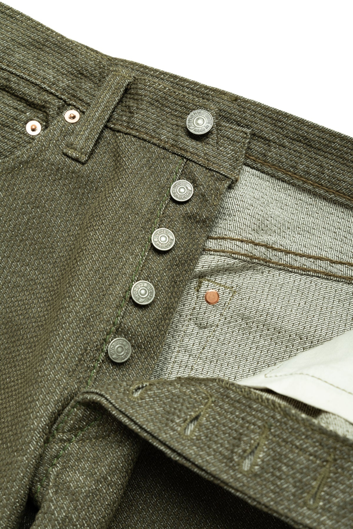 1170-2-OLV Sashiko 5P Pants Relax Tapered - Olive x Olive - 11