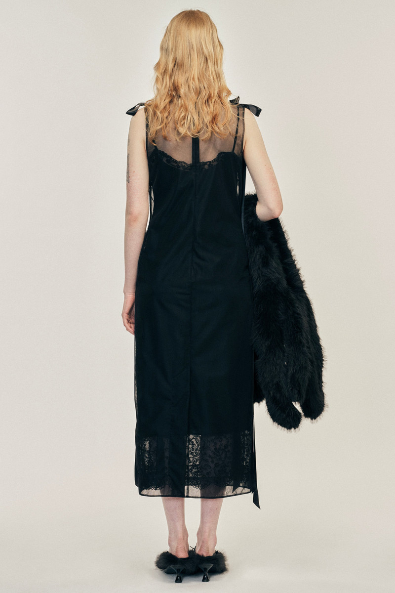 Simone Rocha Sheer Bow Ribbon Tail Dress outlook