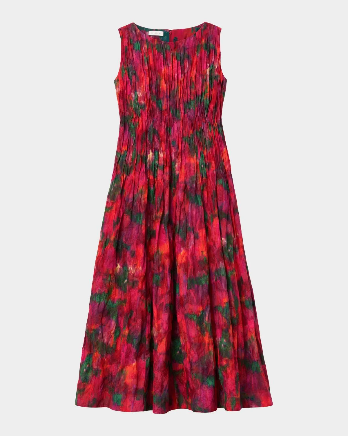 Pintuck Blossom-Print Cotton Midi Dress - 1