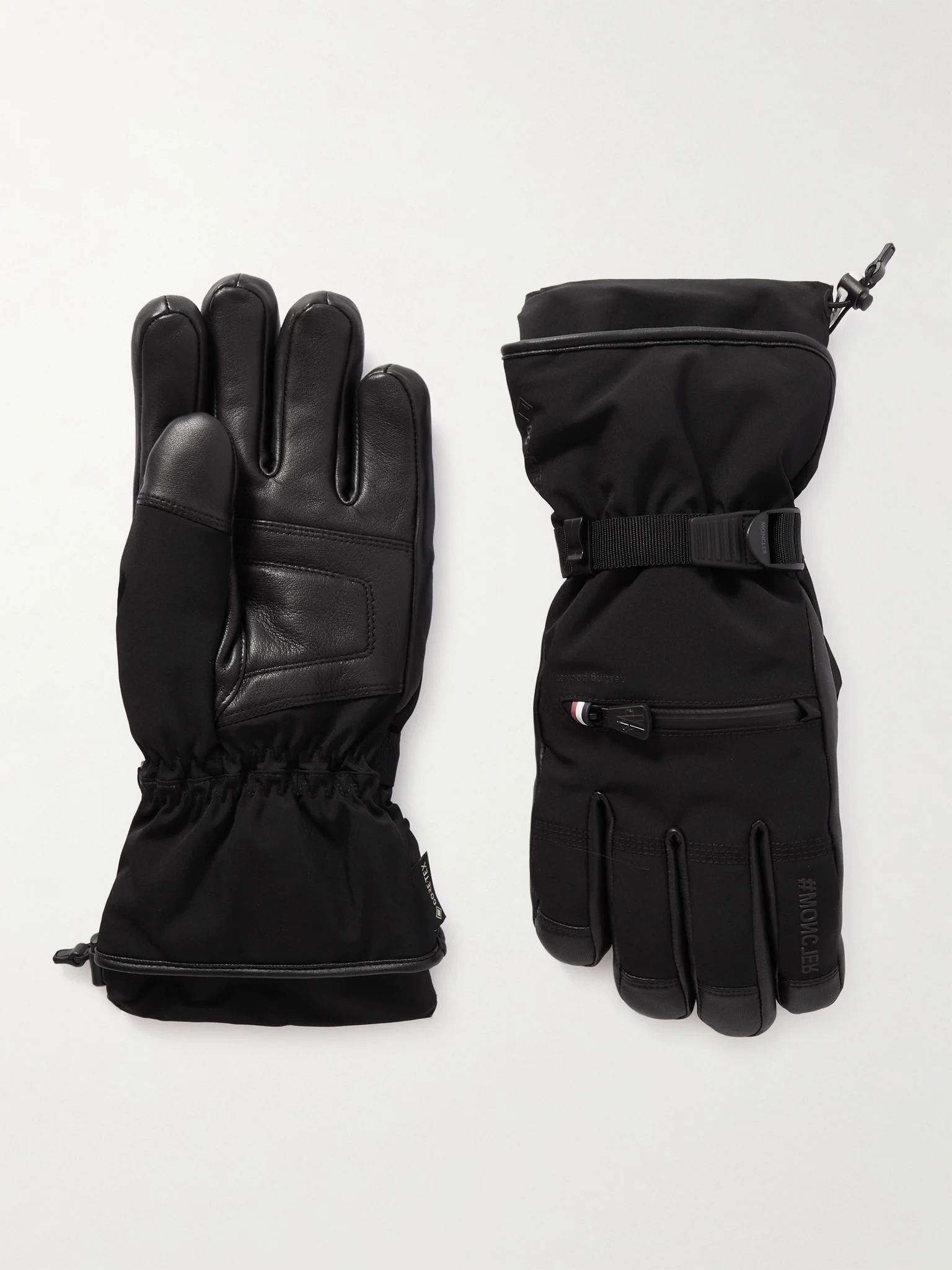 Logo-Appliquéd Leather-Trimmed Ski Gloves Black - 1