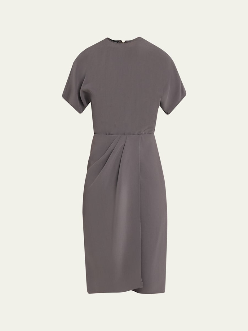 Pleated Washed Silk Crepe Dress 1