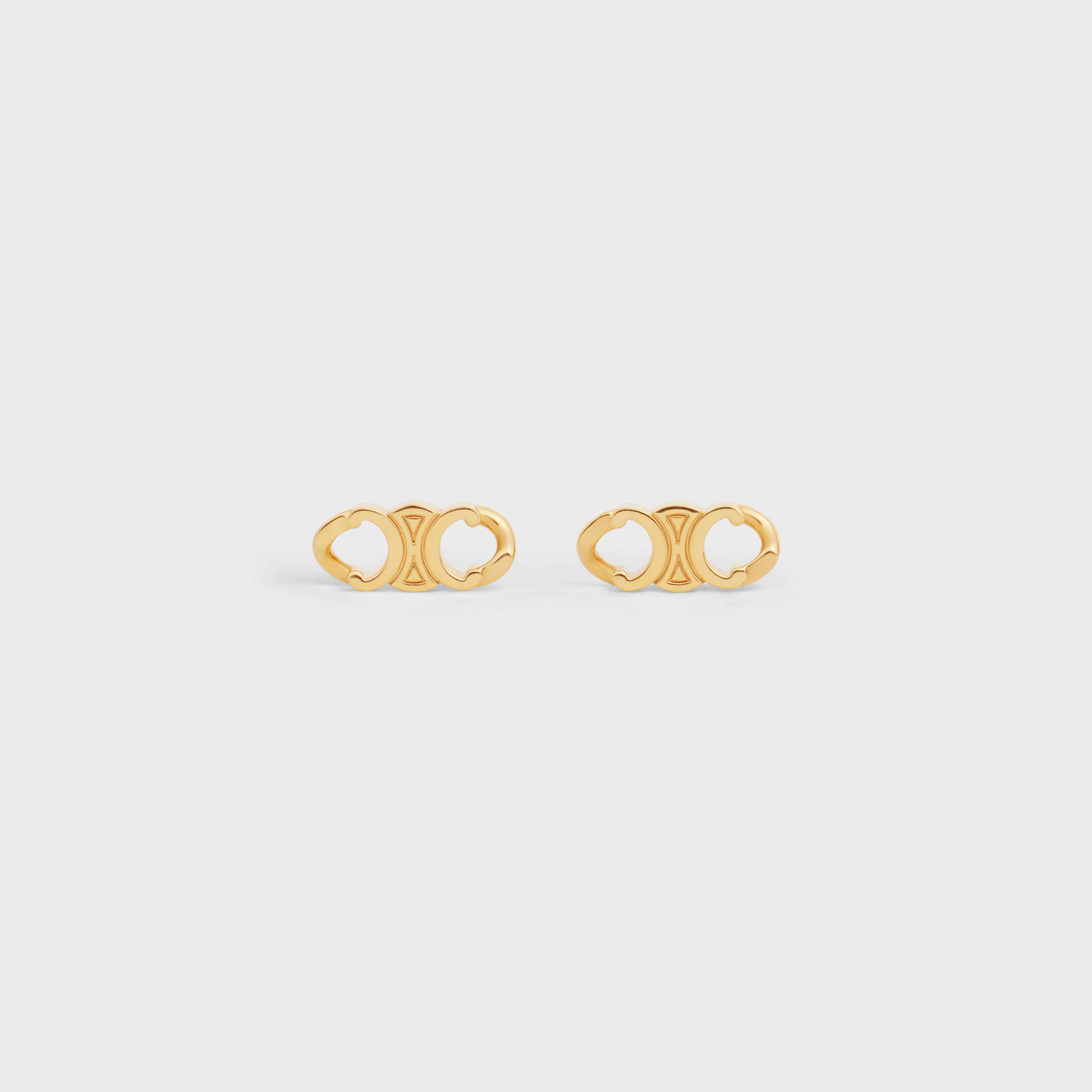Triomphe Gourmette Studs in Brass with Gold Finish - 1