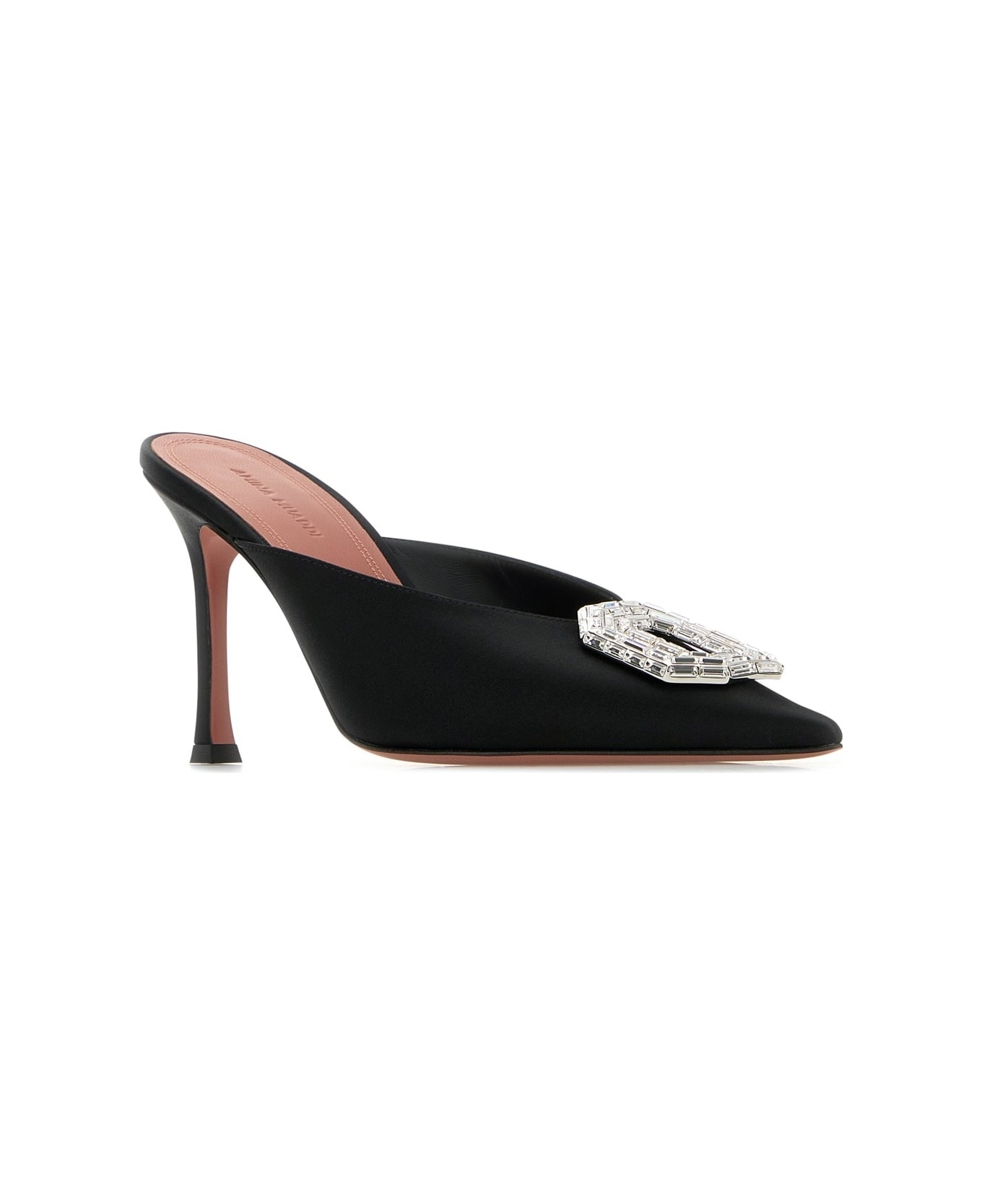 Camelia Mule 90 Satin Black White - 2