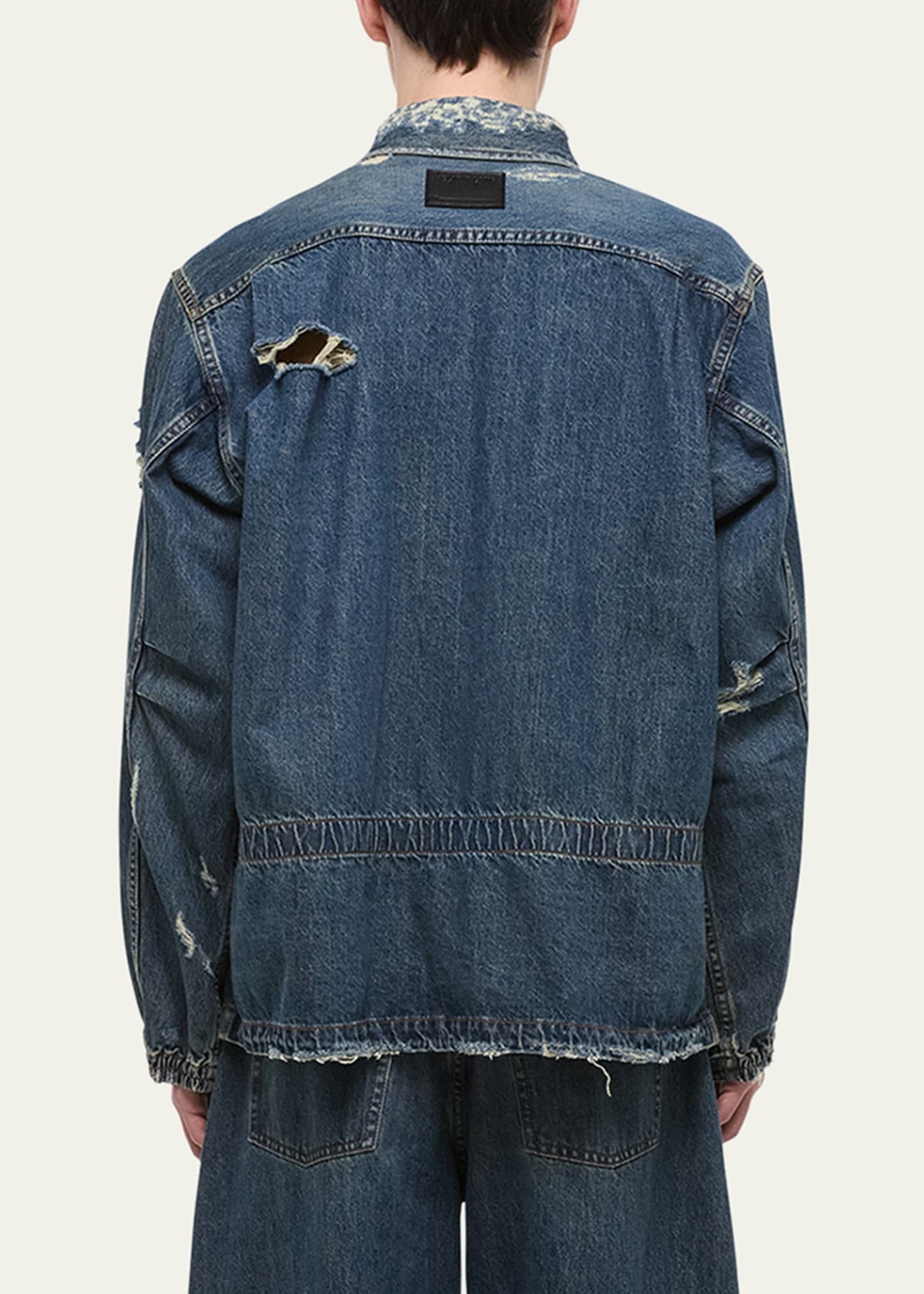 Men's Distressed Denim Uniform Shirt - 3