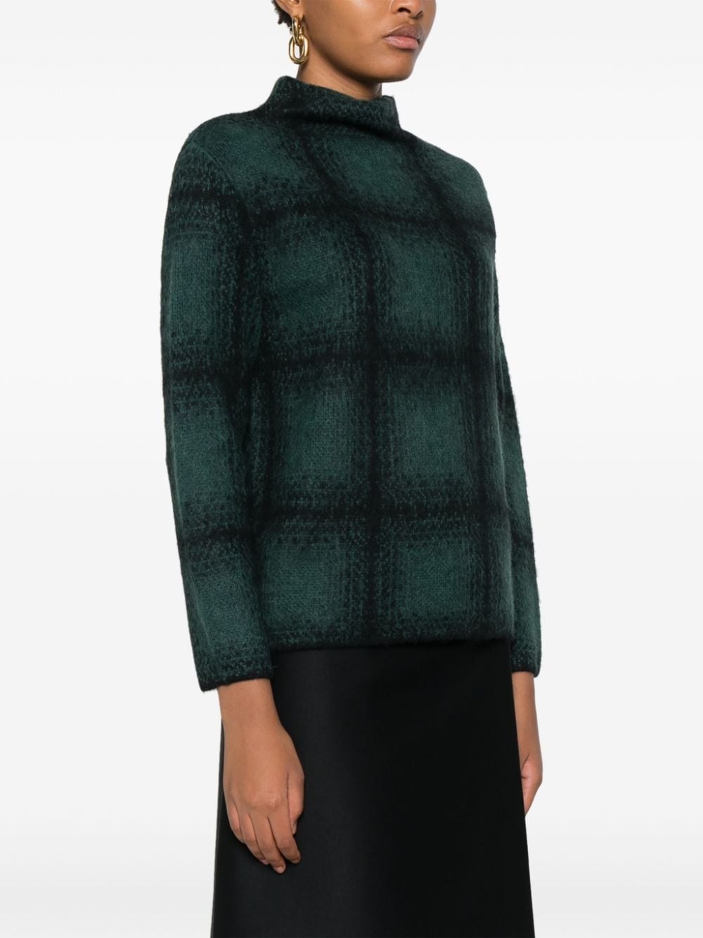 shadow-plaid funnel-neck sweater - 3