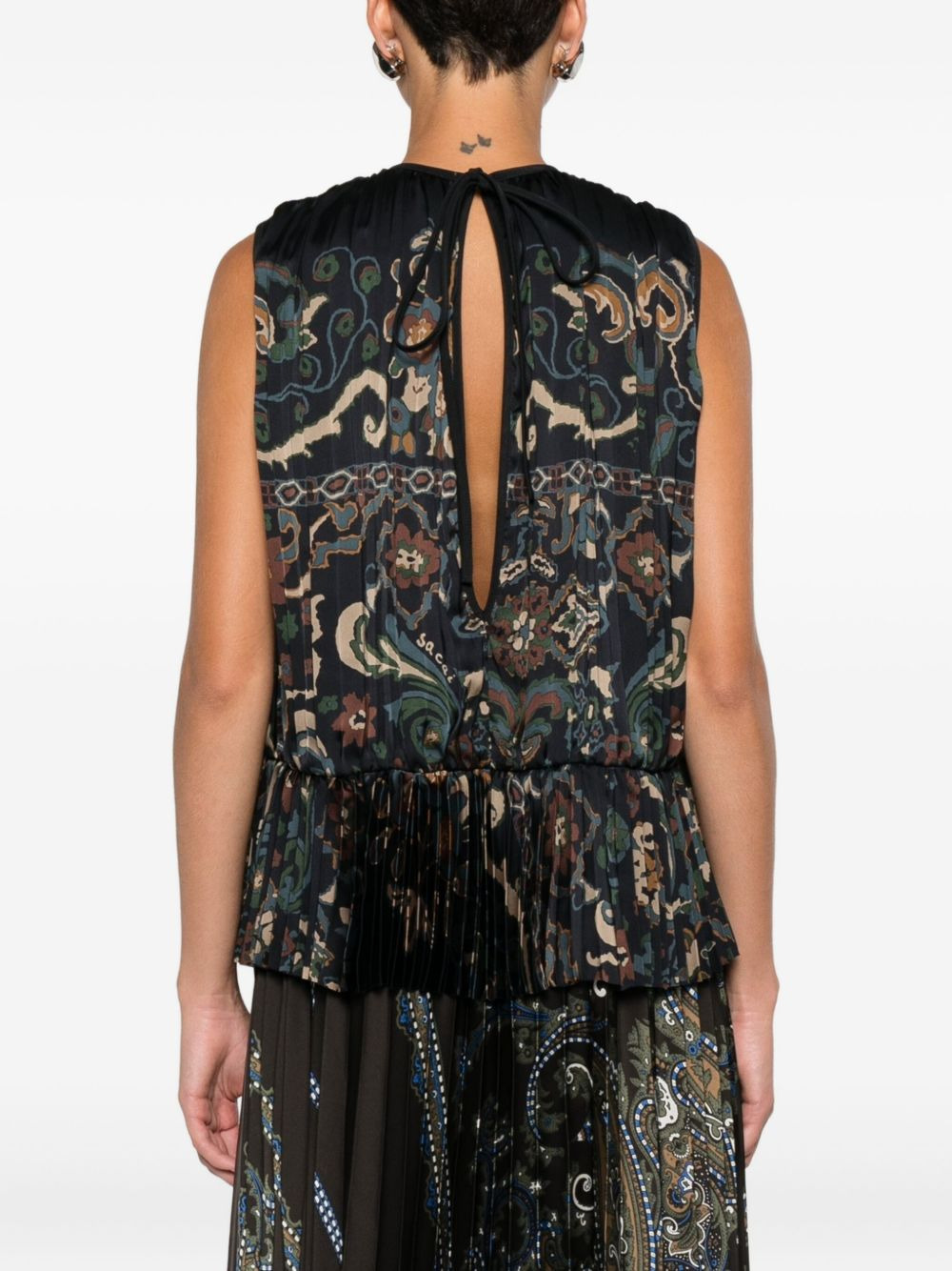 pleated paisley-print top - 4
