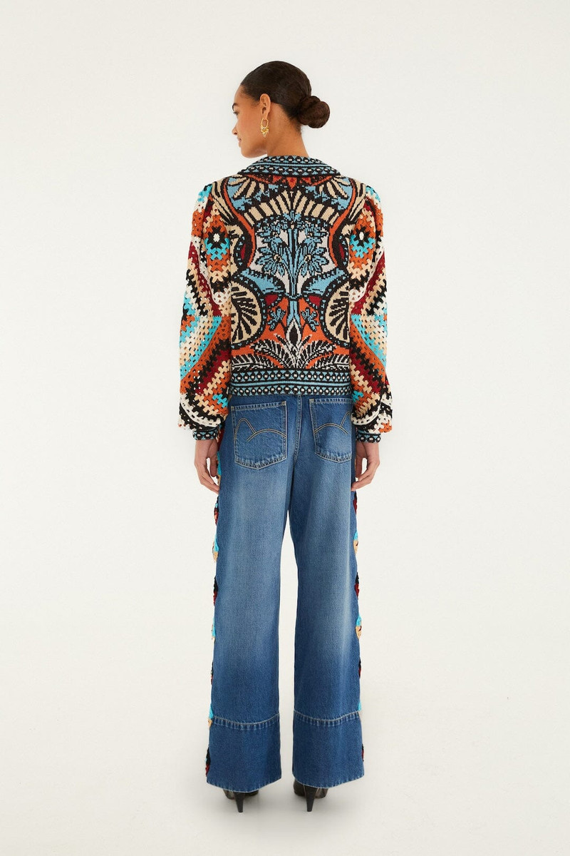 Colorful Stripes Crochet Denim Pants 3