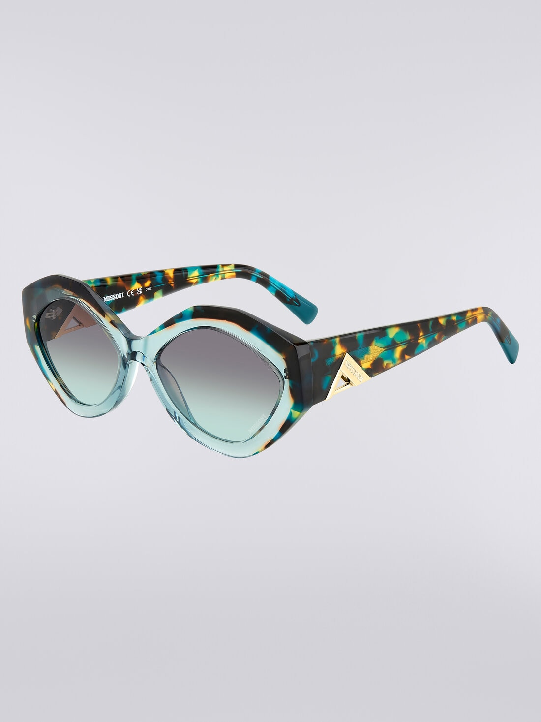 Oval-shaped sunglasses with metal logo application - 2