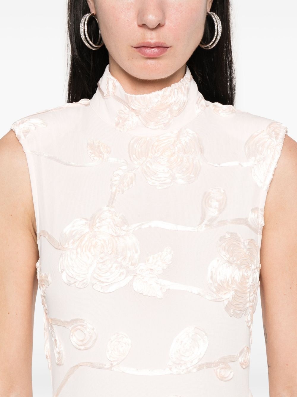 floral-mesh maxi dress - 5