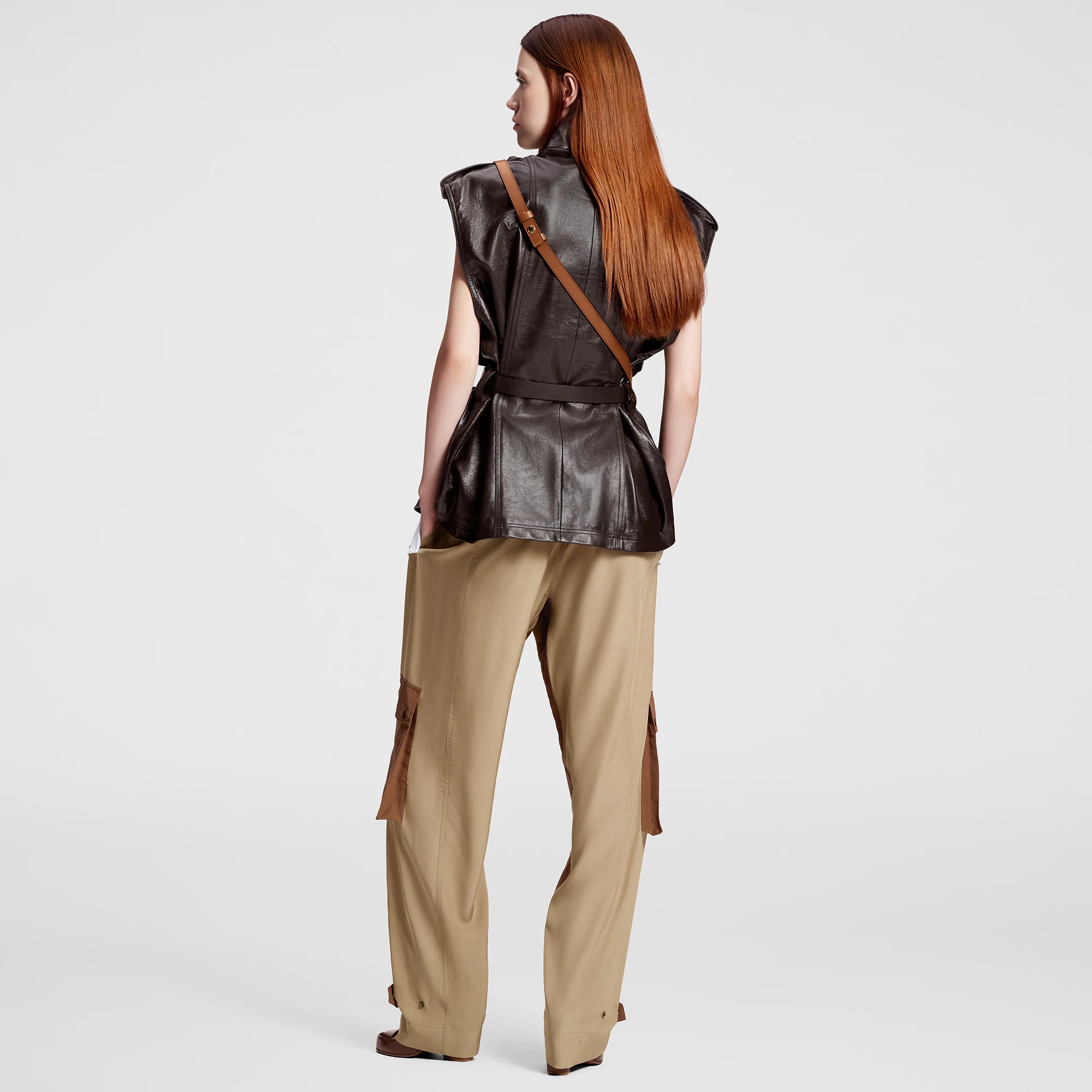 Sleeveless Leather Safari Jacket - 3