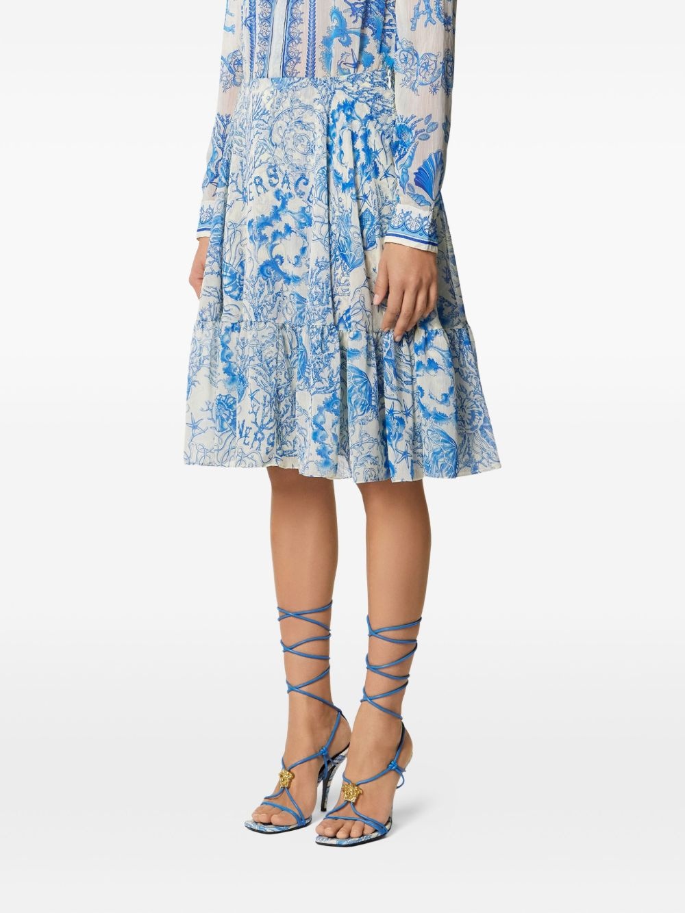 Underwater Barocco crêpe midi skirt - 3