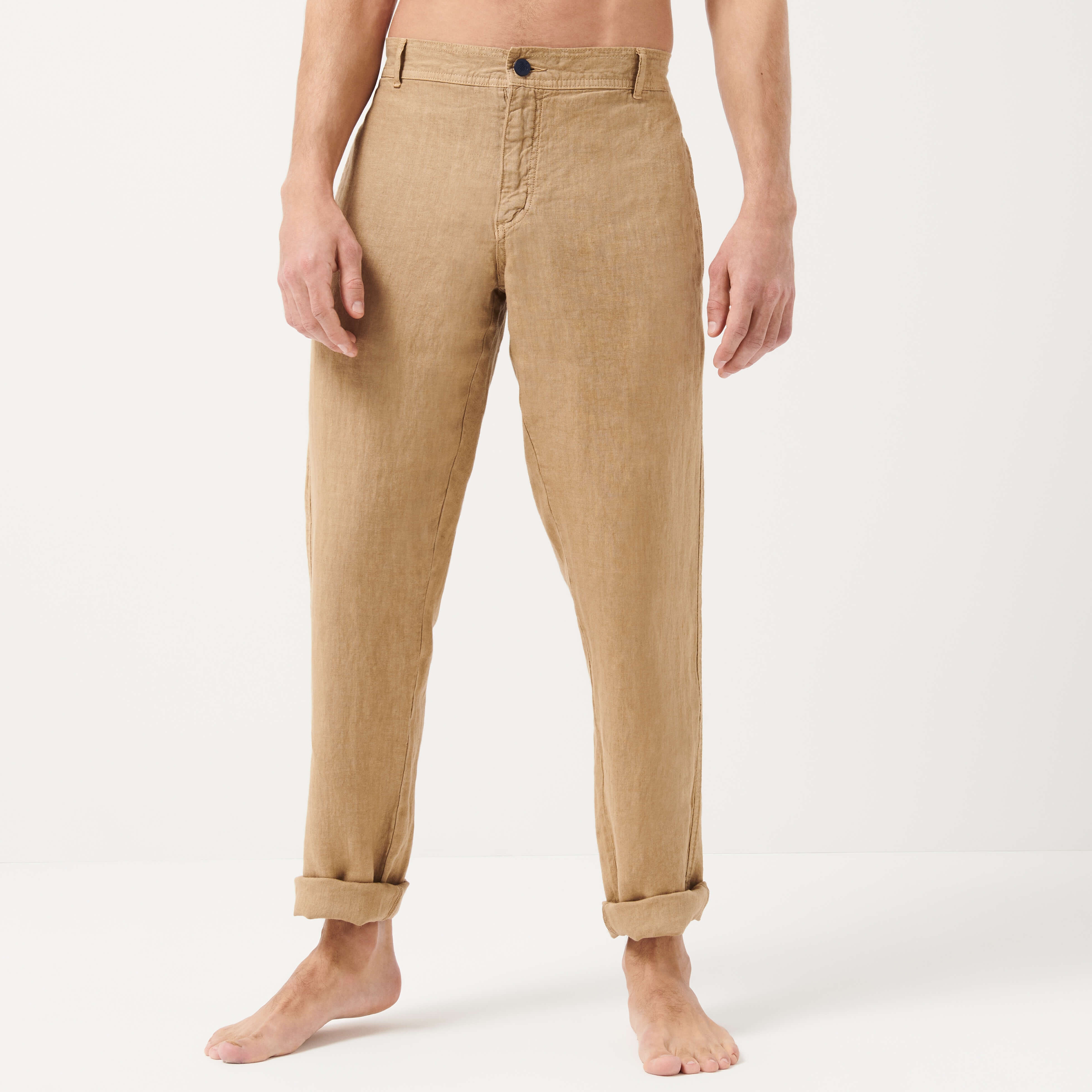 Men Linen Pants Solid Mineral Dye