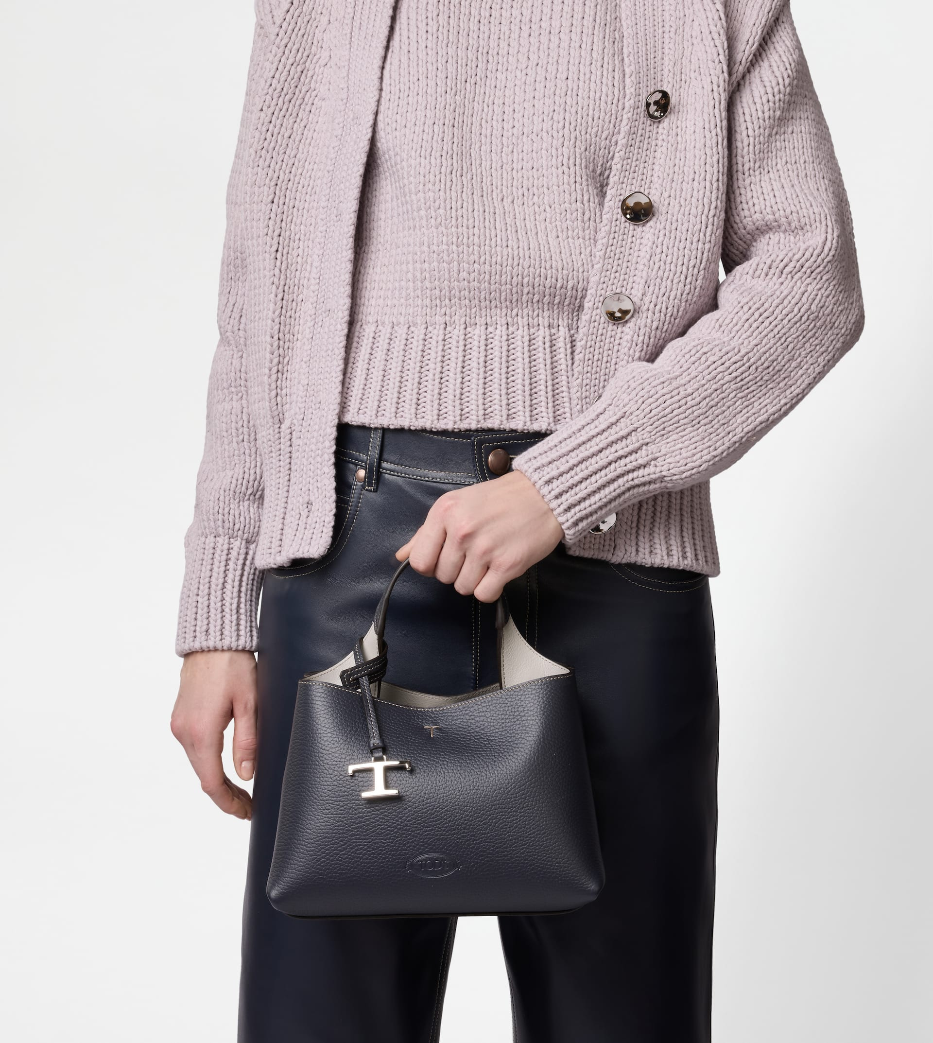 BAG IN LEATHER MICRO - BLUE, GREY - 6