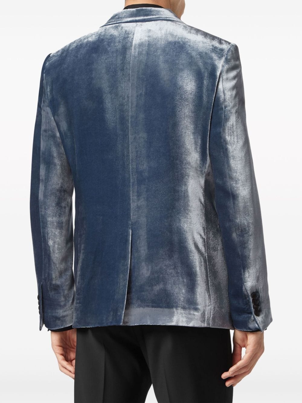 contrast-lapel velvet blazer - 4