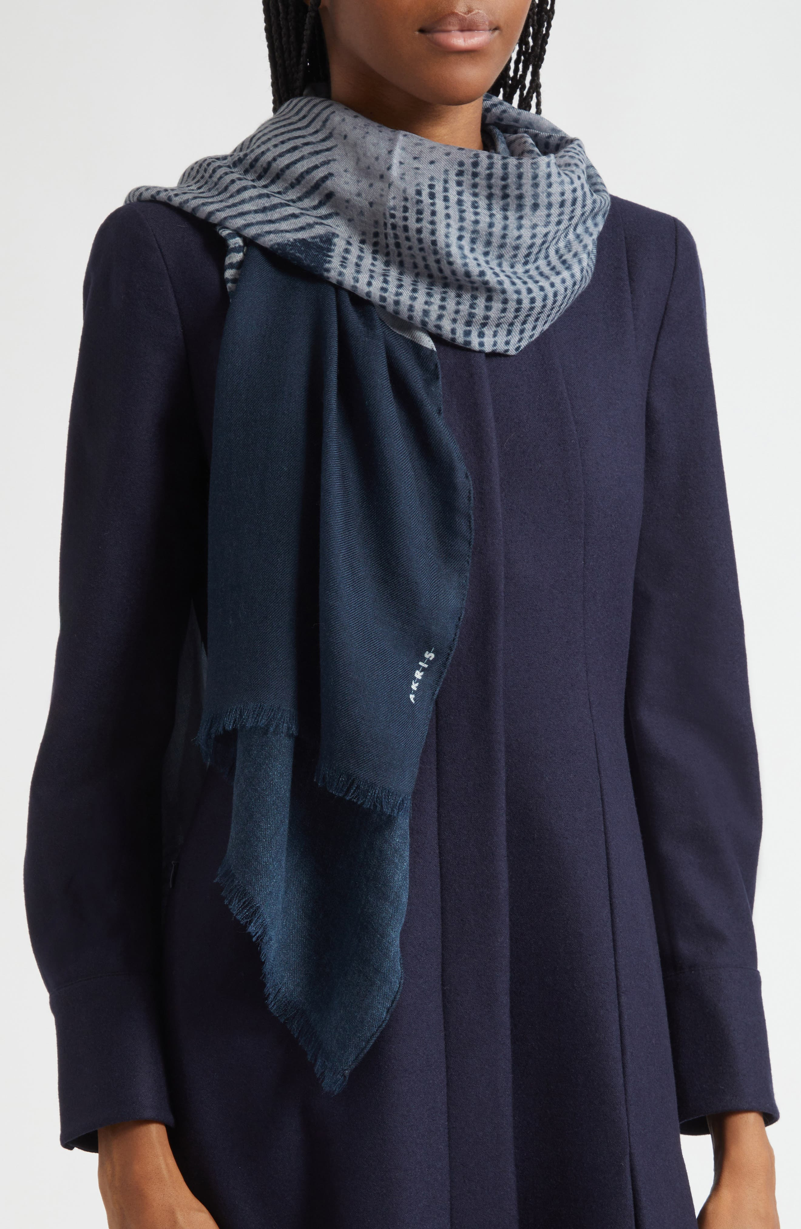 Akris Zigzag Cashmere Scarf in Denim Blue at Nordstrom - 2